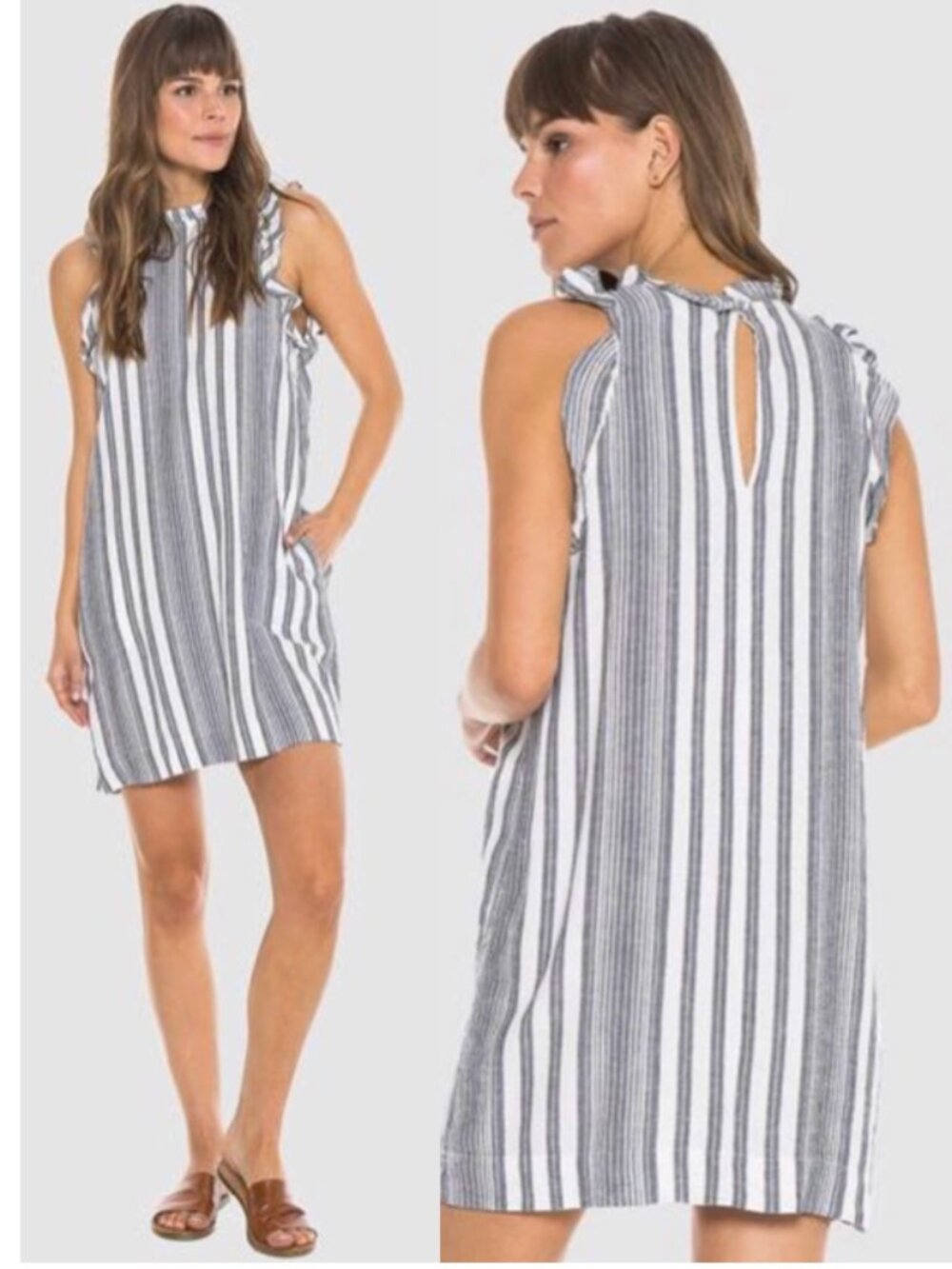 Bella Dahl Sleeveless Ruffle linen blend shift Dress size S
